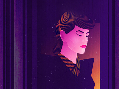 Rachael blade runner neo noir neon purple retro retro futurism ridley scott science fiction vintage