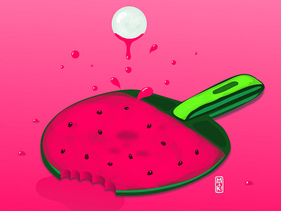 Pongermelon design illustration pingpong watermelon