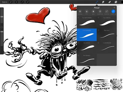 Franquin's Ink Monster - Procreate Ink Brush Demo brush brushes cartoon comic franquin illustration ink monster procreate