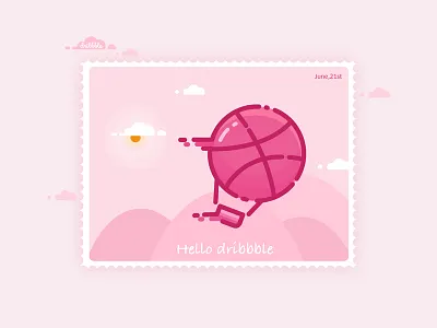 Hello dribbble debut dribbble first shot pink welcome