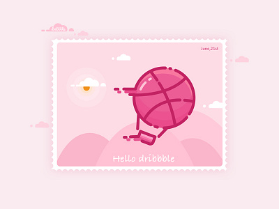 Hello dribbble debut dribbble first shot pink welcome