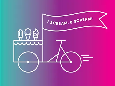 We all scream. bicycle cones frozen treats hot ice cream illustration summer