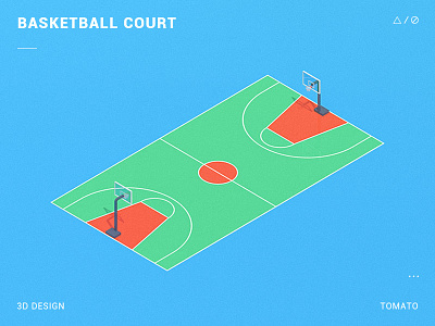 Basketball court 3d building cartoon design