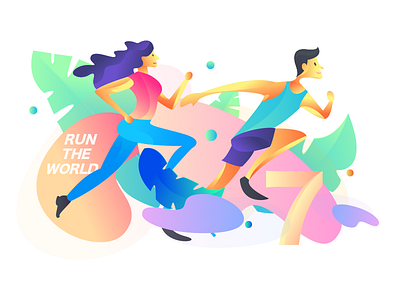 Run the World for GaiaWorks colors gaiaworks graphic illustration man poster run vector