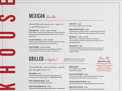 Maxeys Steakhouse Menu collier editorial food layout menu restaurant steak texas texture typography vinson