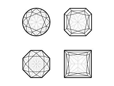 Jewels cut diamond edge facet gem icon illustrarion jewel lineart outline vector wireframe