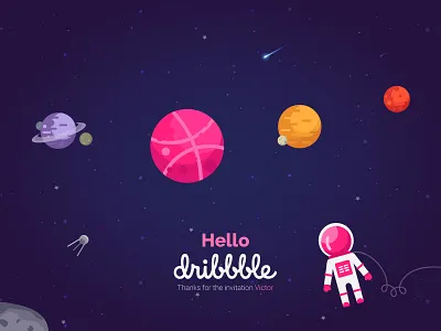 Hello Dribbble first shot hello dribble illustration invitation thanks