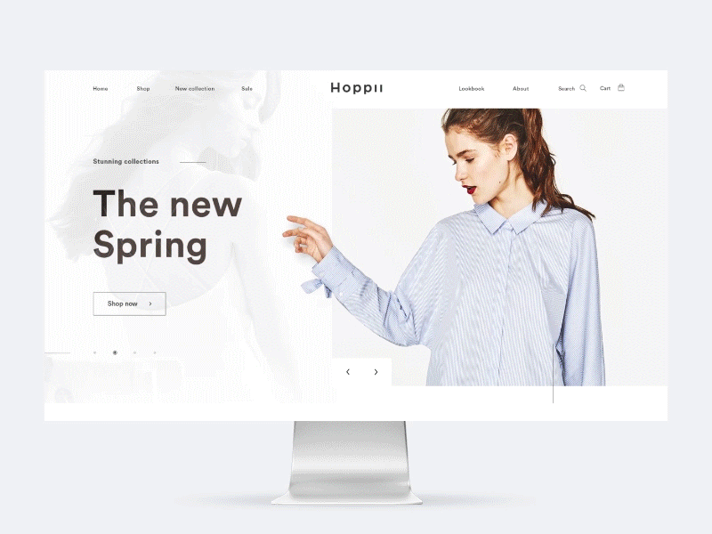 Hoppii Homepage animation ecommerce fashion home landing light page ui web