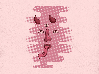👹 color devil halftones horns satan split tongue third eye tongue vector