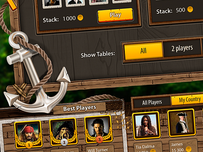 Tortuga - another peace of design anchor android cards design game ios mobile pirate table ui unity