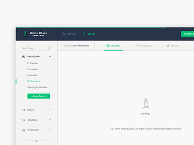 Chess Tutorial App app chess dashboard grey loading minimal tutorial app ui user interface web app