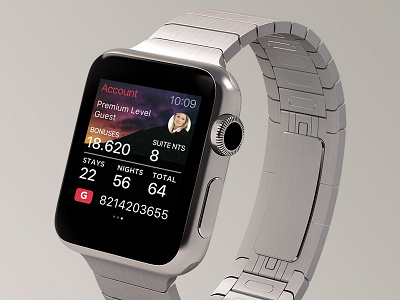 Hotel app account screen app design graphic design interface ui ui design user interface design ux ux design watch wearable