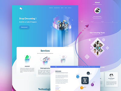 Dspot - Web app developer flat gradient illustration isometric landing page software team ui ux web