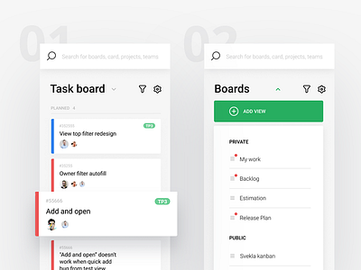 Mobile Board app board cards kanban mobile targetprocess ui ux