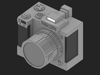 Nikon Cam 3d 4d c4d camera cinema4d grey isometric isometry lens nikon object voxel