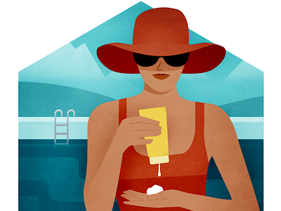 sunscreen editorial illustration pool spot summer