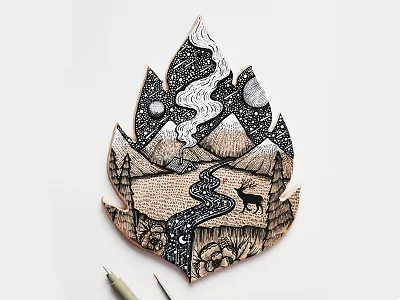 Handmade Ceramic Leaf Art art cabin life drawing nature handmade illustration landscape leaf mountains scenery