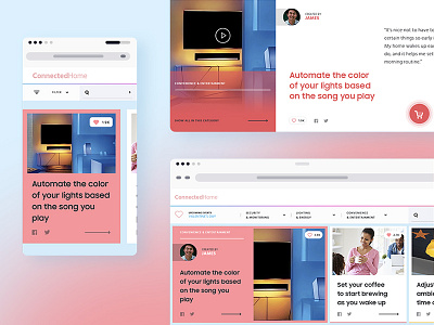 Connected Home Hub app card filter gallery grid mobile platform ui ux webdesign
