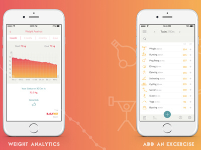 Daily Diet | analytics + excercise application design mobile ui ux