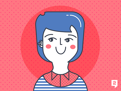 Blue hair girl blue hair happy girl illustration pattern stripes