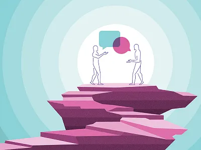 Conversation Illustration illustration people person rock sky talk