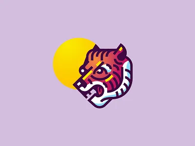Tiger animal cat illustration mark simple sun symbol tiger