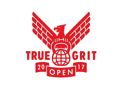 True Grit Open 2017 brand identity eagle fitness growcase gym kettle bell logo logotype training true grit kettlebell weightlifting workout