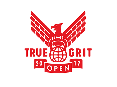 True Grit Open 2017 brand identity eagle fitness growcase gym kettle bell logo logotype training true grit kettlebell weightlifting workout