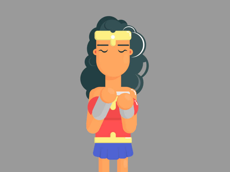 What?! a miracle a nail file a woman animation big eyes minimalism wonder woman