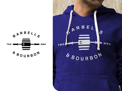 B&B barbell barrel bourbon crest drink fashion logo sports wear whiskey workout