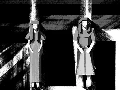 Maya And Merit Sketch 02 archaeology black and white brush egyptian gouache maya merit museum sketch statue tomb