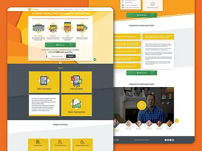 Lionscube landing page cta drawings icons internet landing lion page preview previews services testimonials yellow