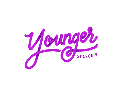 Younger binge lettering procreate purple script shadow television texture tvland typography younger