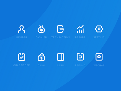 POS Icon cash cashier charge icon member off pay report setting transaction ui