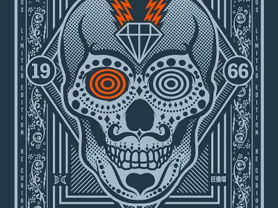 Lucky You comics skull tattoo vector vintage