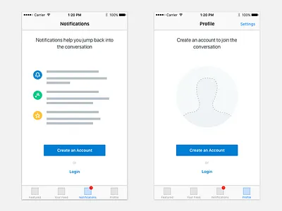 Sidewire empty states create account empty state ios notifications sidewire