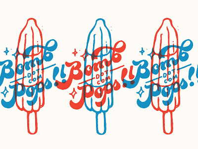 Bomb-Dot-Com Pops fourth of july illustration lettering popsicle summer