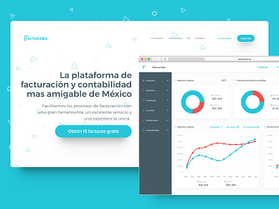 Facturama Homepage 3.0 blue clean cyan design homepage material shadows ui ux web