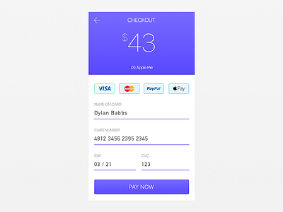 Daily UI #002 002 checkout credit card dailyui pay purple visa