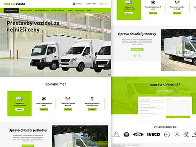 MotoClima redesign black car green landing modern page truck white