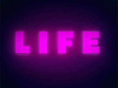 L I F E dark electric future glow graphic design light neon night photoshop pink typography