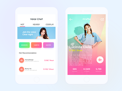 Voice Chat app interaction ios live minimal show ui