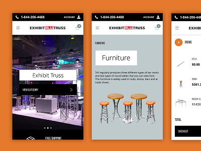 ExhibitAluTruss Mobile Ecommerce clamps connection industrial metal truss web webdesign