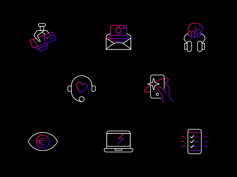 Shimmery icons gradient grover icons