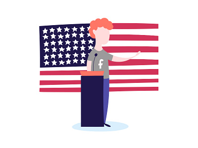 Zuckerberg for President! facebook flag flat illustration president speech star united states usa zuckerberg