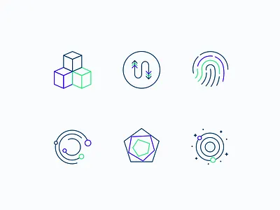 Icons fintech blockchain crypto digital fintech icons internet network provenance security transaction