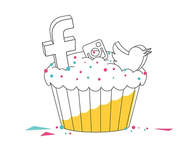Sweet sweet social cupcake digital facebook instagram line art minimal social media twitter