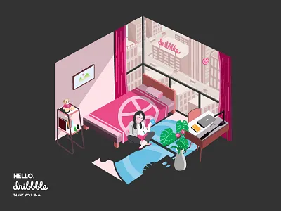 Hello dribbble dribbble frist shot illustration thanks