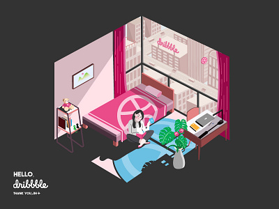 Hello dribbble dribbble frist shot illustration thanks