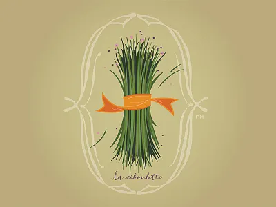 French Cards: La Ciboulette chives handlettering herb illustration paula hanna poppyseed